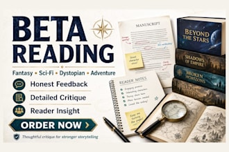 beta read fantasy, science fiction, dystopian or adventure novel with critique