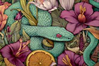 draw an animal and botanical illustration