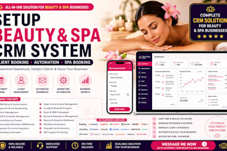 setup beauty and spa CRM client booking automation system and spa booking