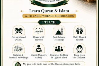 teach quran, duas, namaz and basic islamic teachings