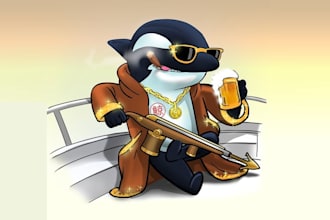 create character illustration gangster whales