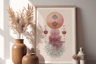 design boho digital wall art for etsy or home