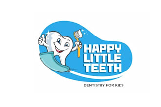 design happy little teeth dentistry mascot logo for kids