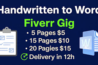 convert handwritten notes to word or excel in 12hours