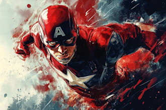 illustrate a superhero comic and marvel character