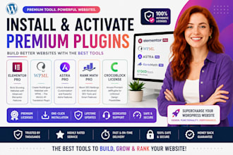 install elementor pro, wpml, astra pro, rank math pro, crocoblock license plugin