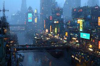 design amazing science fiction city, cyberpunk futuristic city
