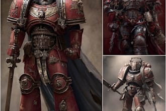 make detailed warhammer 40k space marine illustrations