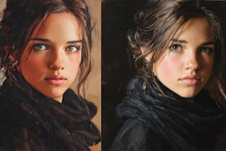 realistic digital portrait art in oil painting style