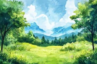 paint landscapes in watercolor