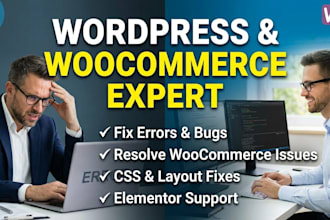 fix wordpress errors, woocommerce issues, bugs, css, wp help, elementor errors