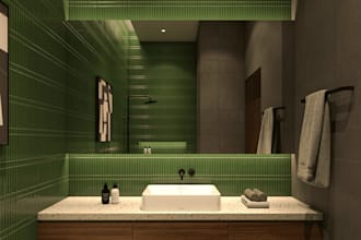 do bathroom interior design in 3d and render