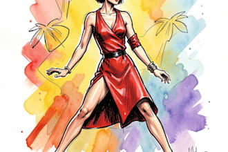 draw a fashion or editorial illustration, sketch, commercial