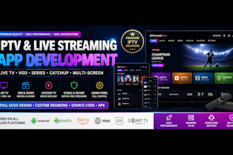 develop iptv, app iptv ott platform live streaming app smart tv rebrand iptv app