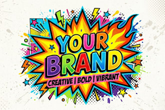 design a bold and colorful pop art logo for your brand