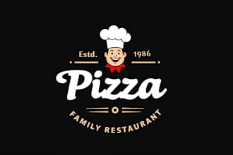 create awesome pizza chef mascot logo in 12 hours