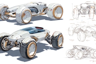 sketch a car or vehicle design concept using digital drawing