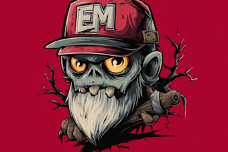 draw creepy, horror, mascot character logo