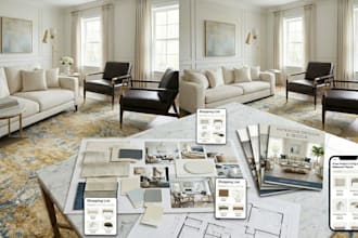 design a luxury interior mood board and room makeover planner