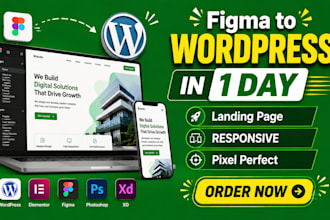 convert figma to wordpress, elementor, pixel perfect design in 24 hours
