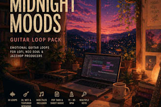 provide a sad lofi guitar loop packs with midi