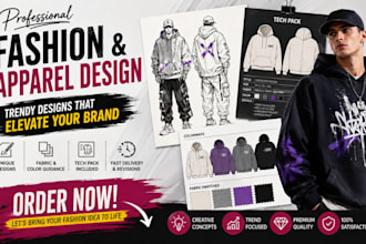 design trendy fashion and apparel for your clothing brand as a graphic expert