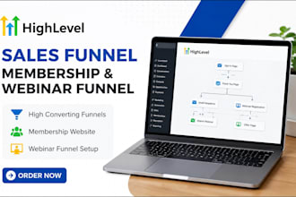 build gohighlevel sales funnel, membership website and webinar funnel