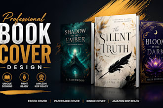 design unique professional book cover, ebook cover and amazon kdp cover design
