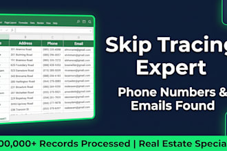 do skip tracing to find phone numbers, email for real estate