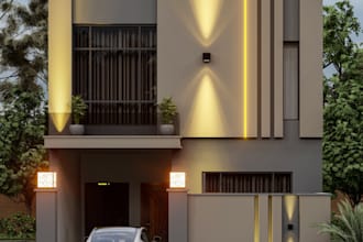 create photorealistic 3d exterior rendering for house, office
