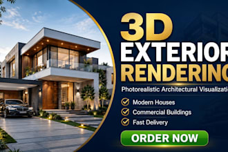 design realistic 3d exterior visualizations for homes and commercial projects