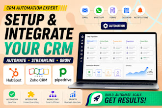 setup hubspot zoho pipedrive CRM automation workflows and integrations