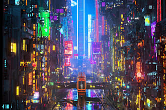 design a cyberpunk scifi futuristic city