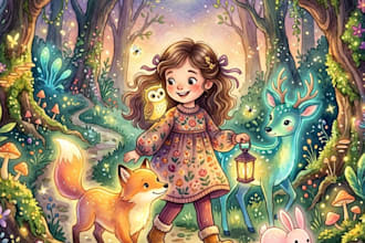 create watercolor children book illustration whimsical storybook art