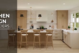 create modern kitchen designs and realistic 3d renders