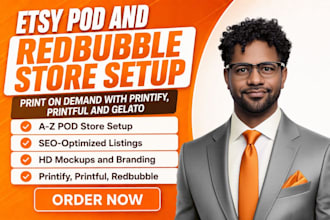 set up etsy pod print on demand store printify printful gelato redbubble seo
