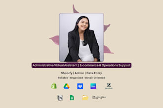 be your VA for shopify, admin and data entry tasks