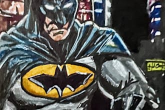 draw a 9 x 6 cm collectible colour sketch card by hand
