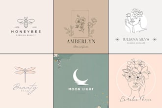 design minimalist feminine line art, one line art, and simple line art logo