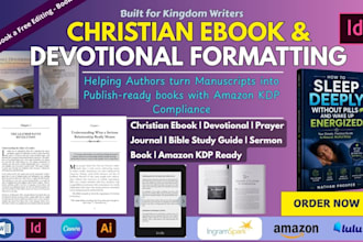 format christian ebook, christian daily devotional prayer journal KDP formatting