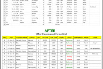 do excel data cleaning  and formatting