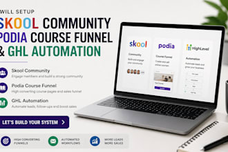 setup skool community podia course funnel and ghl automation