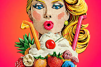 create cute custom pop art pet portrait illustration