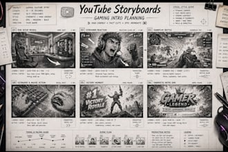 create youtube storyboard illustrations for videos intros and animations