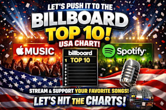 promote apple music, spotify music to top 10 billboard chart USA listeners