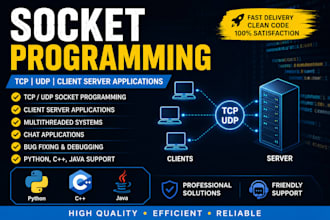 do socket programming projects in python cpp and java