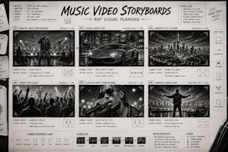 create cinematic music video storyboard illustrations for artists and directors