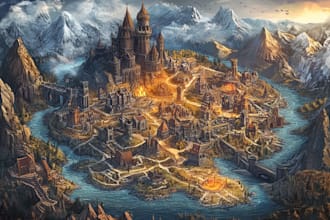 design a unique vector map, realistic or fantasy