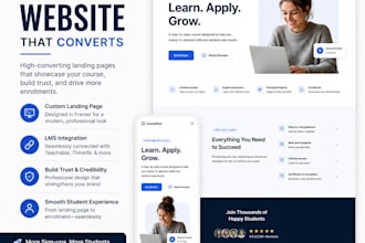 create an online course website with framer and thinkific, teachable