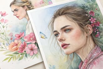 create hand painted watercolor art and portraits